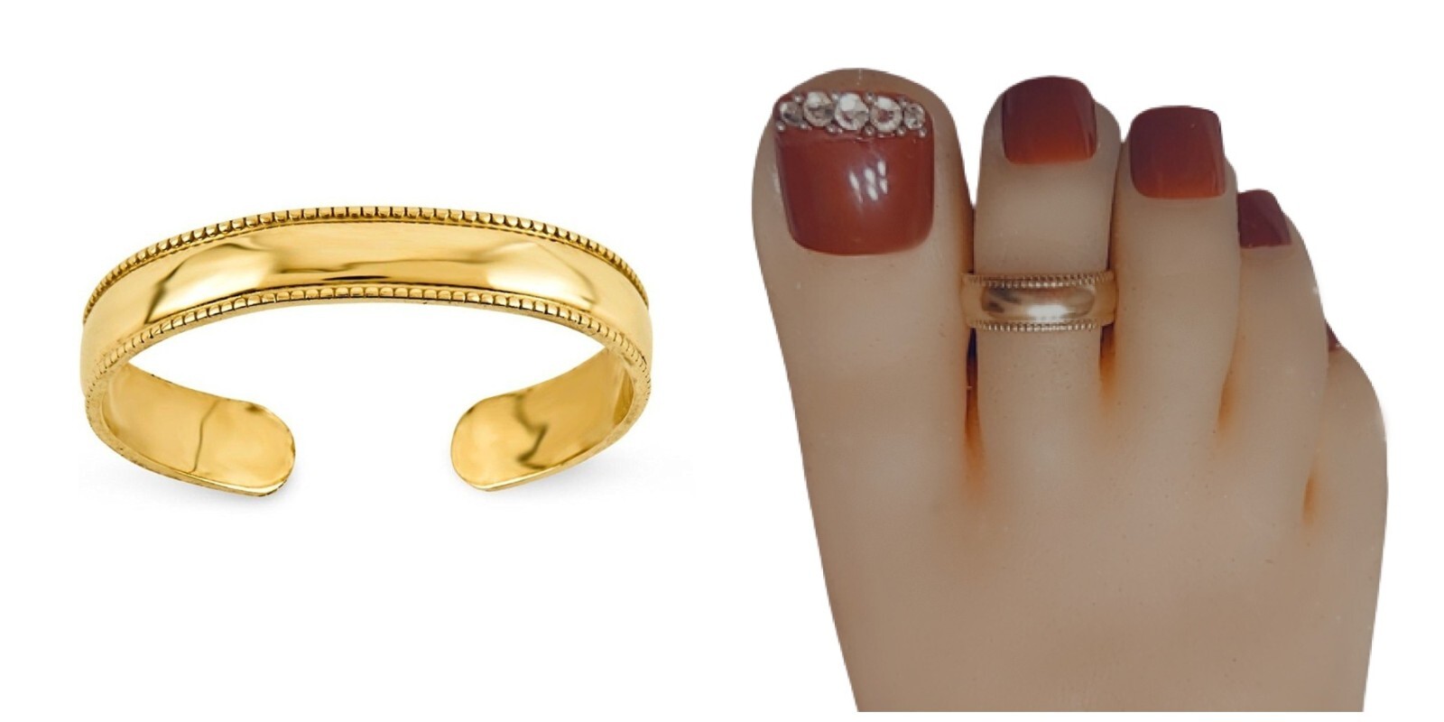 Gold toe ring 14k Filled Gold Wide toe ring Gold toe ring Adjustable toe ring