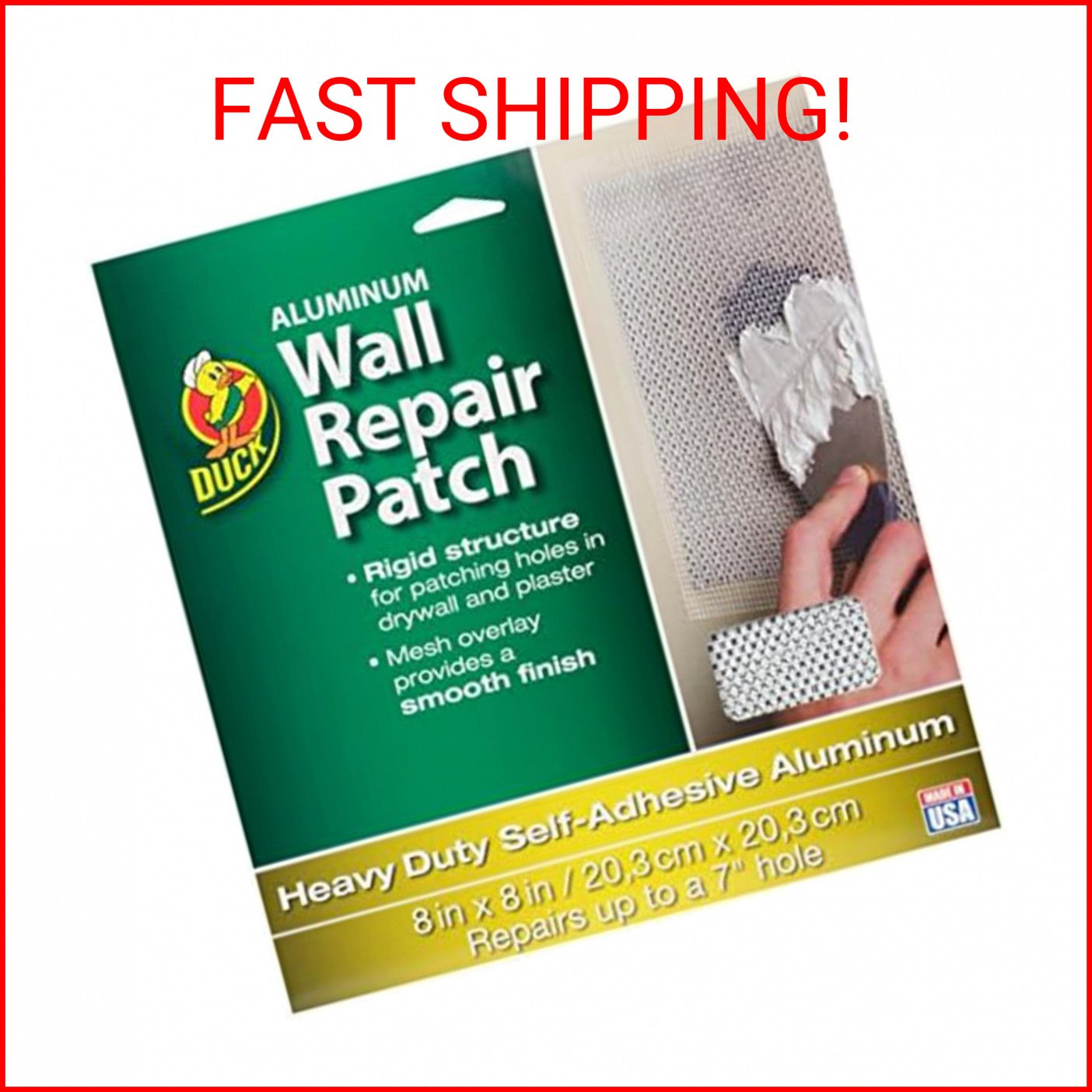 Duck Brand Aluminum Wall Repair Patch, 8 Inches x 8 Inches, White (283996)