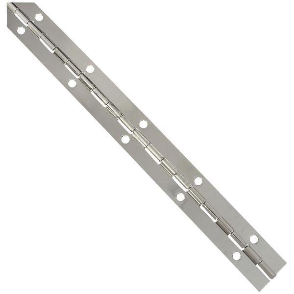 (1)-Steel Nickel Finish 1/16" Wide X 12" Long Tool Chest Continuous Hinge
