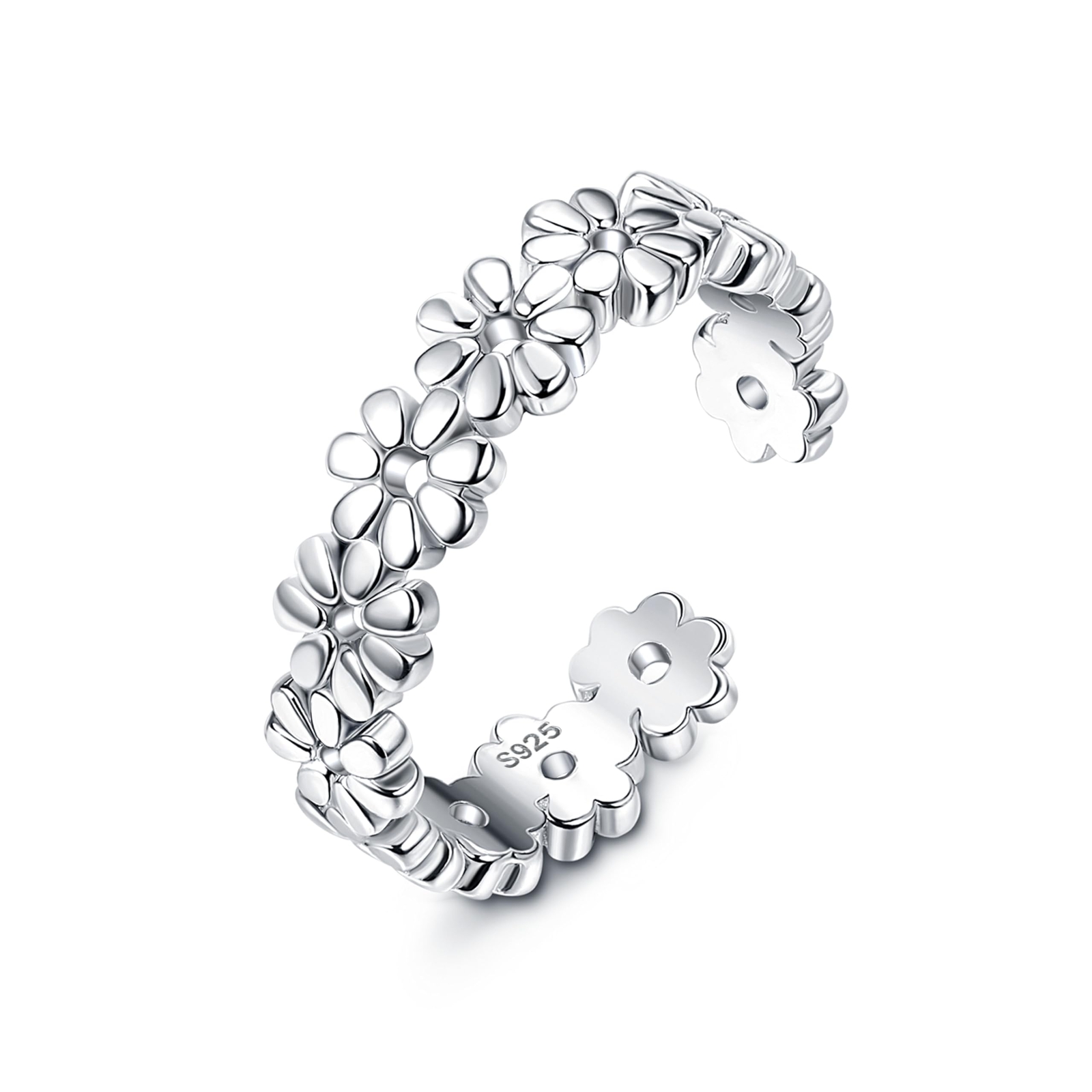 Anillo de plata de ley con flor para dedo del pie, anillo hawaiano para mujer
