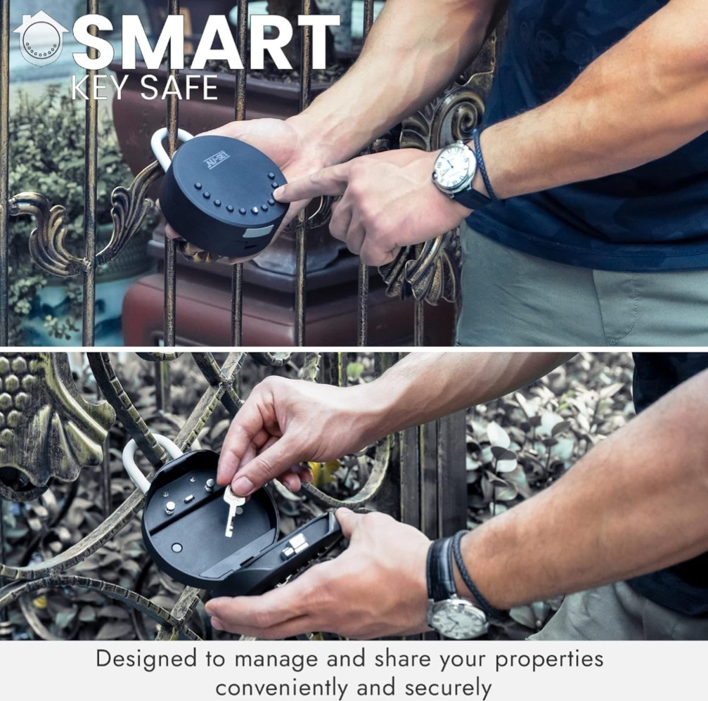 Nu-set Smart Key Storage Box, Hanging Shackle, Black - Remote Program - NISB