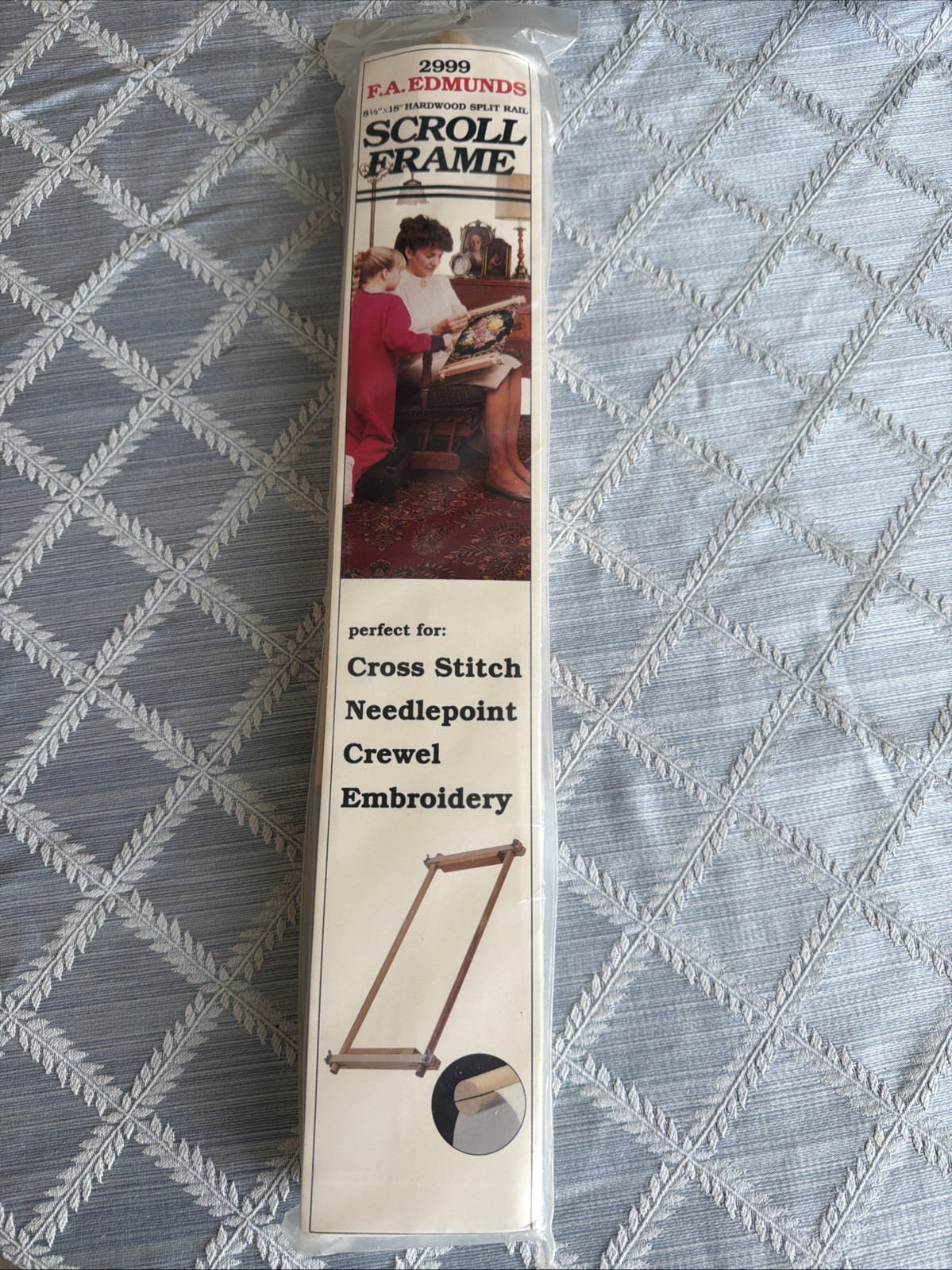 Hardwood Split Rail Scroll Needlework Frame FA Edmunds 8 1/2" x 18"  #2999