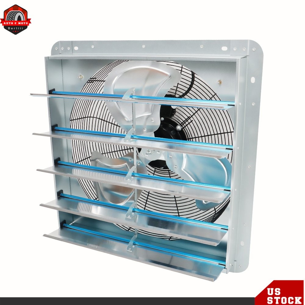 20inch Shutter Exhaust Fan No plug Industrial Speed Wall Mount Garage Shop Attic