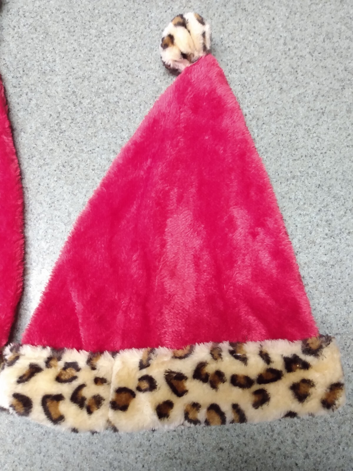 2 Santa Hats Red With Leopard Print