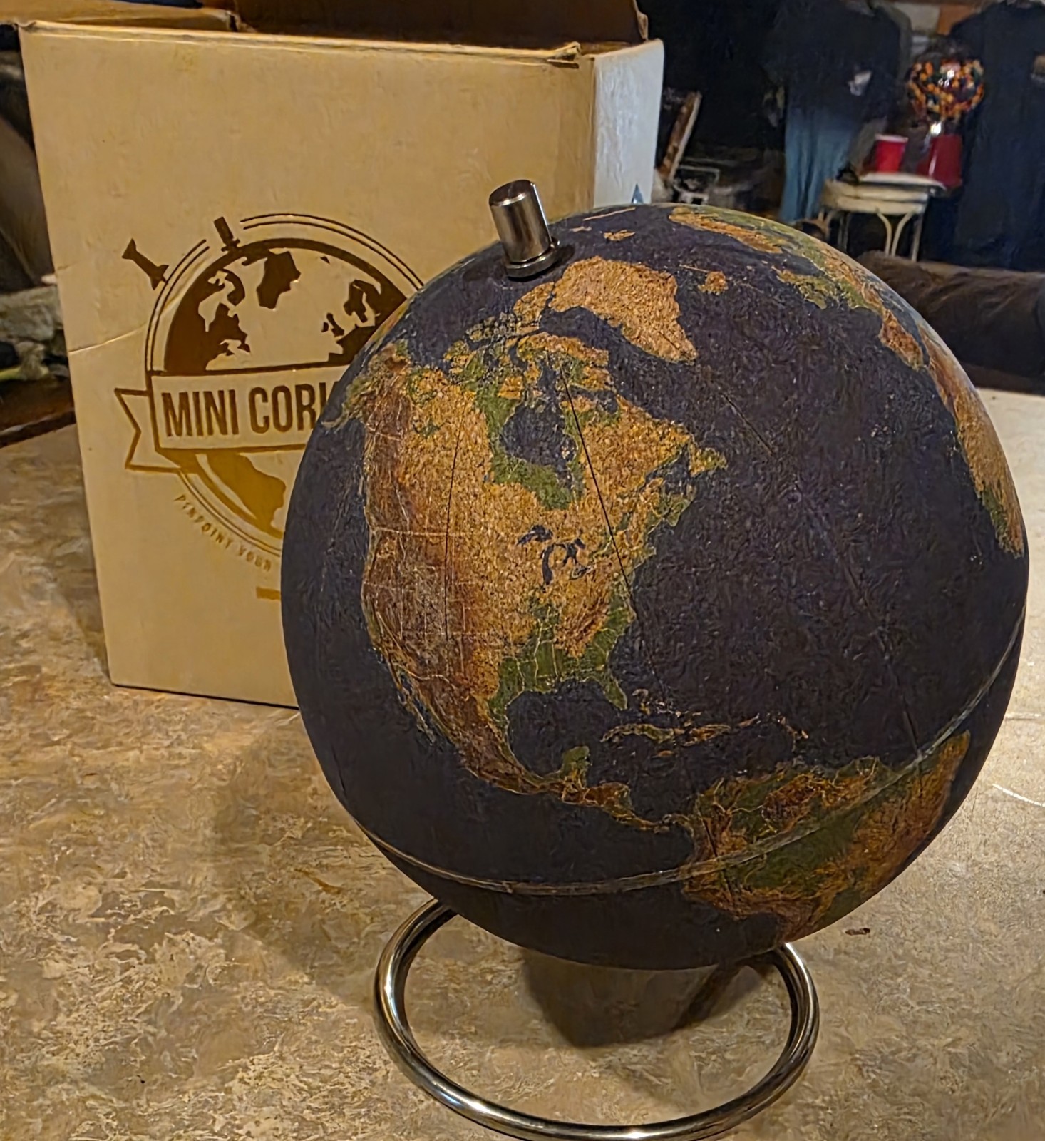 Suck UK Mini Cork Globe 5.5" Travel Tracker Pinpoint Map w/ Box.  Desk Decor