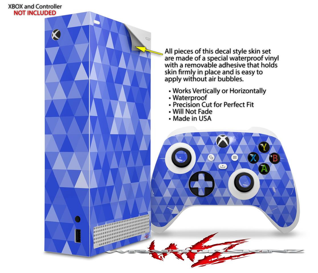 Skin Wrap for XBOX Series S Console Controller Triangle Mosaic Blue