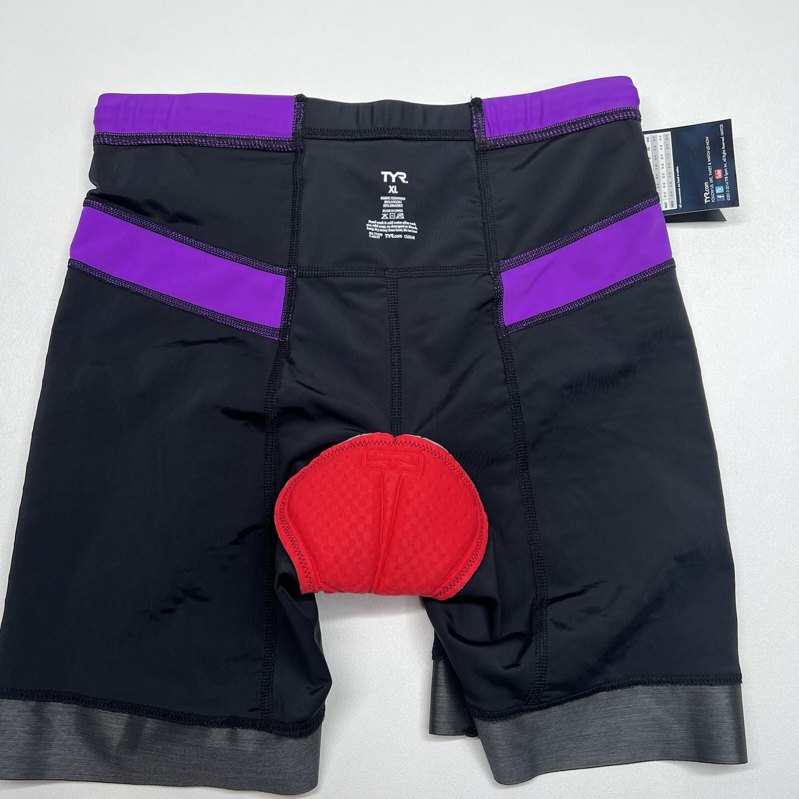 TYR Women's XL Black Purple 6" Triathlon Exercise Bike Shorts COMPETITOR New