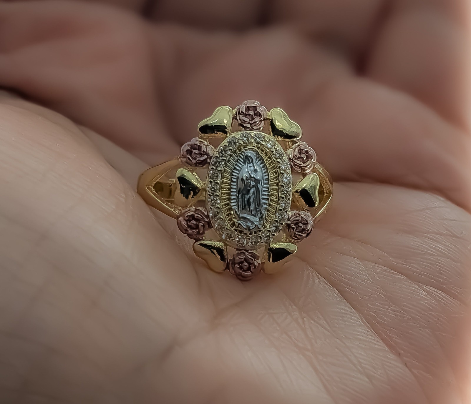 Plated Virgin Mary Ring Virgencita Oro Laminado Virgen Señora Guadalupe Anillo