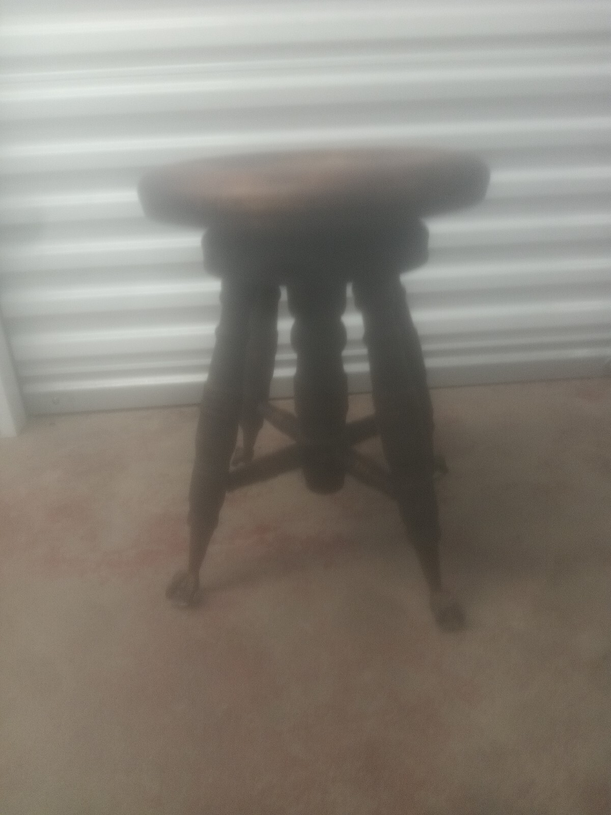 Antique WOOD PIANO ORGAN STOOL Charles Parker Co. - Glass Claw Ball Feet
