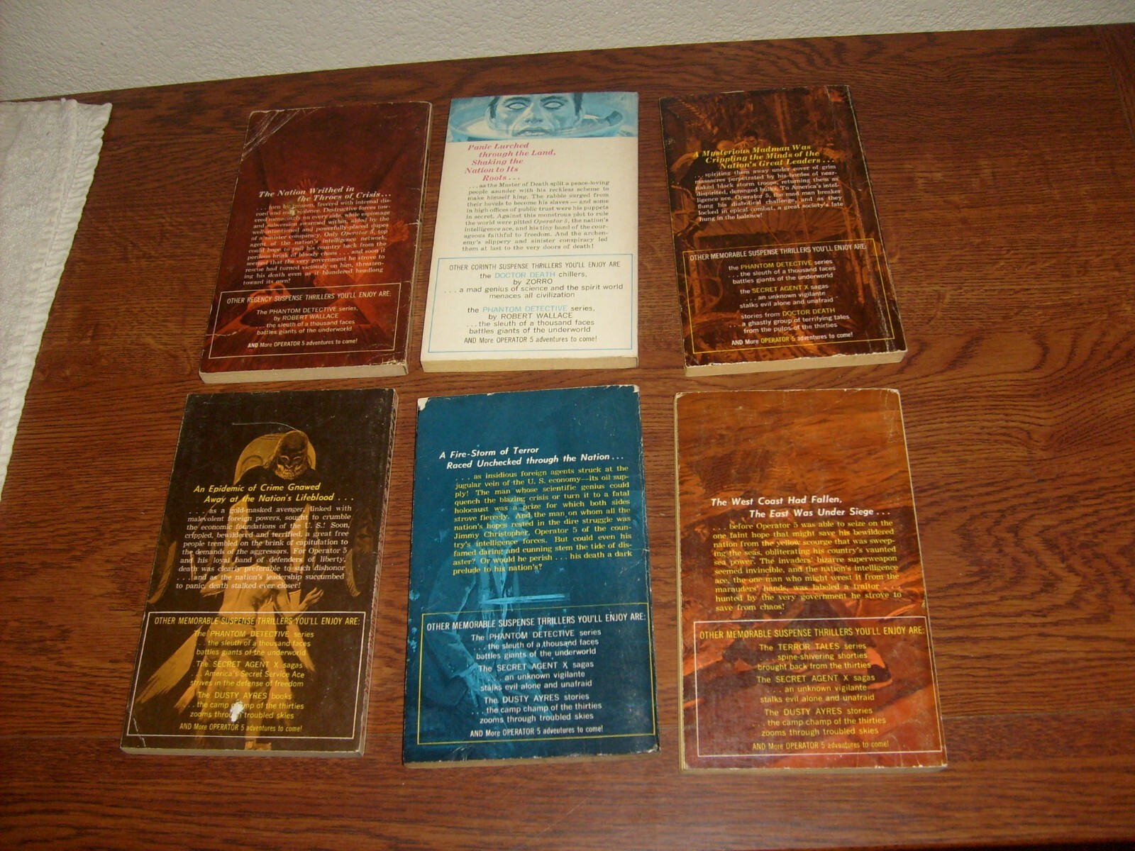 OPERATOR 5, curtis steele, VINTAGE CORINTH PAPERBACKS #1, 2, 4, 5, 7, 8