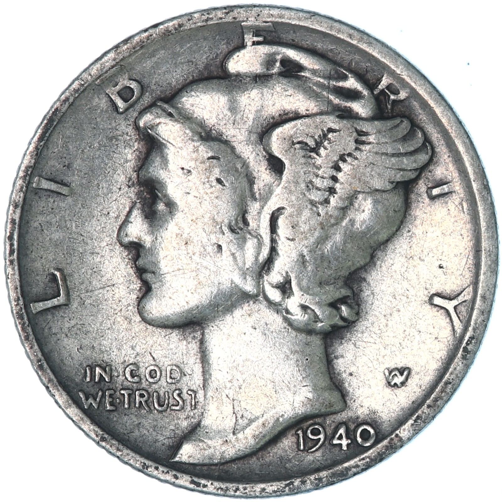 1940 S Mercury Dime 90% Silver Very Fine VF