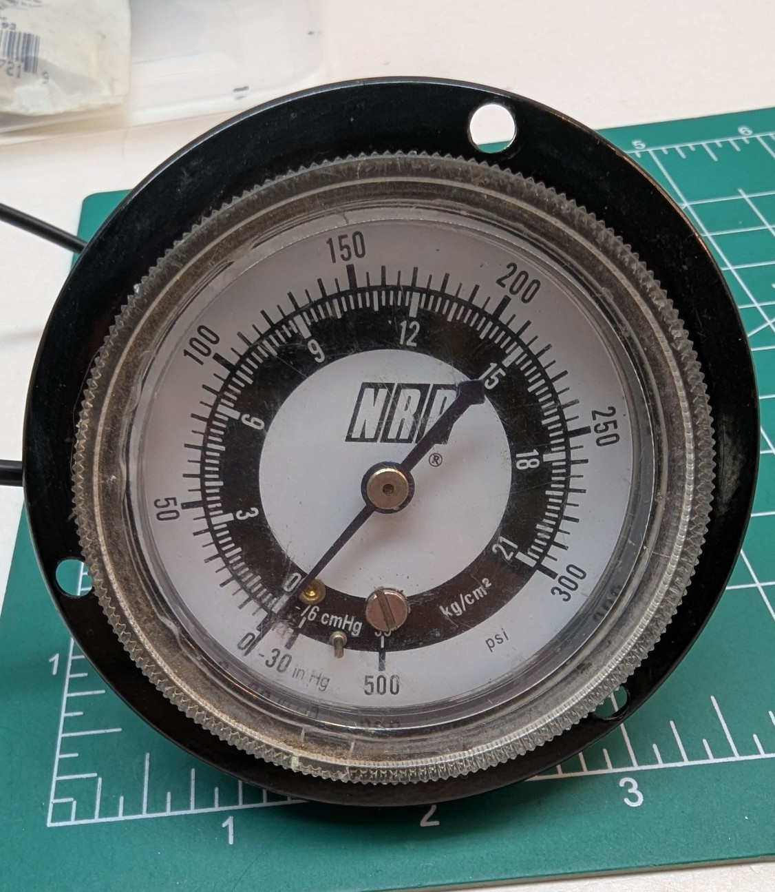 Vintage NRA Probe Temperature Gauge 0-500 PSI Analog White Dial