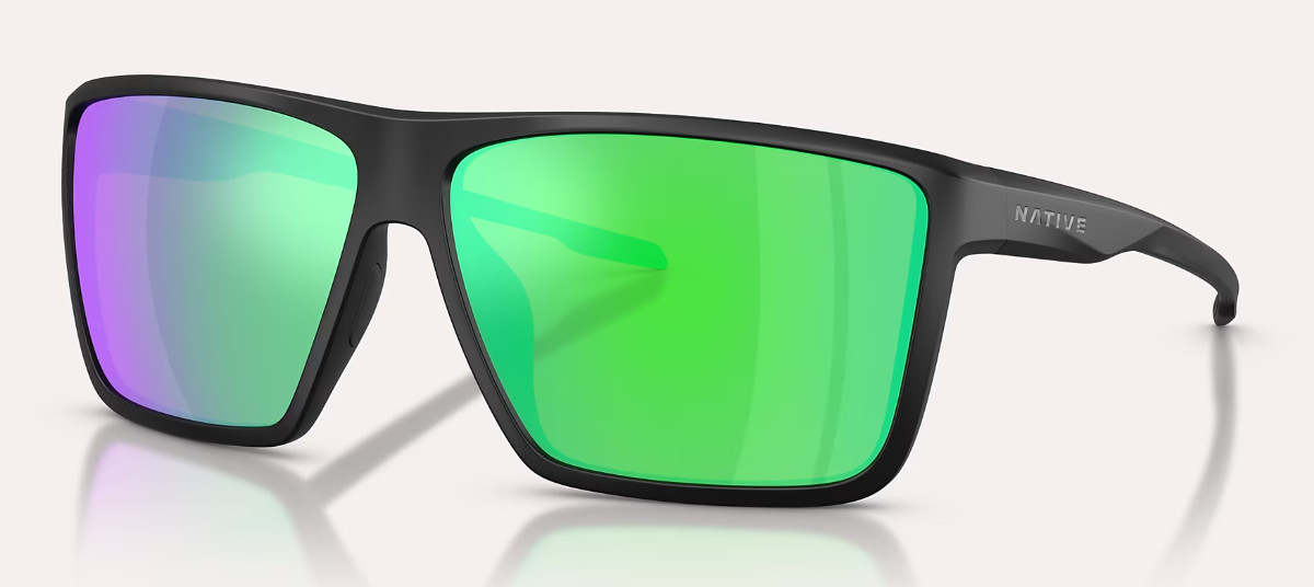 Native Tavern XL Sunglasses Black Green Reflex Polarized