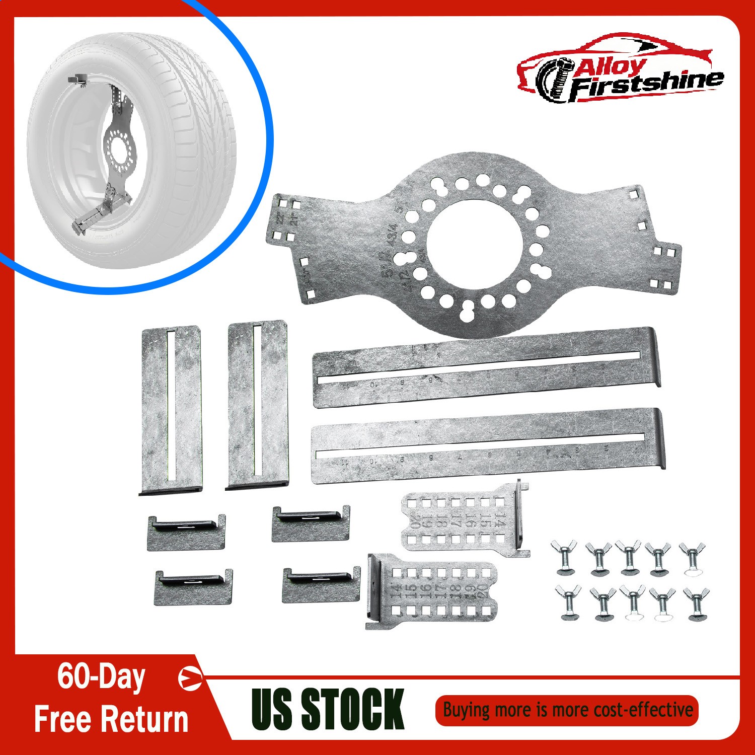 14"-22" 5Lug Wheel Fitment Simulator Tool Tire Size  For Test Measuring Mockup.