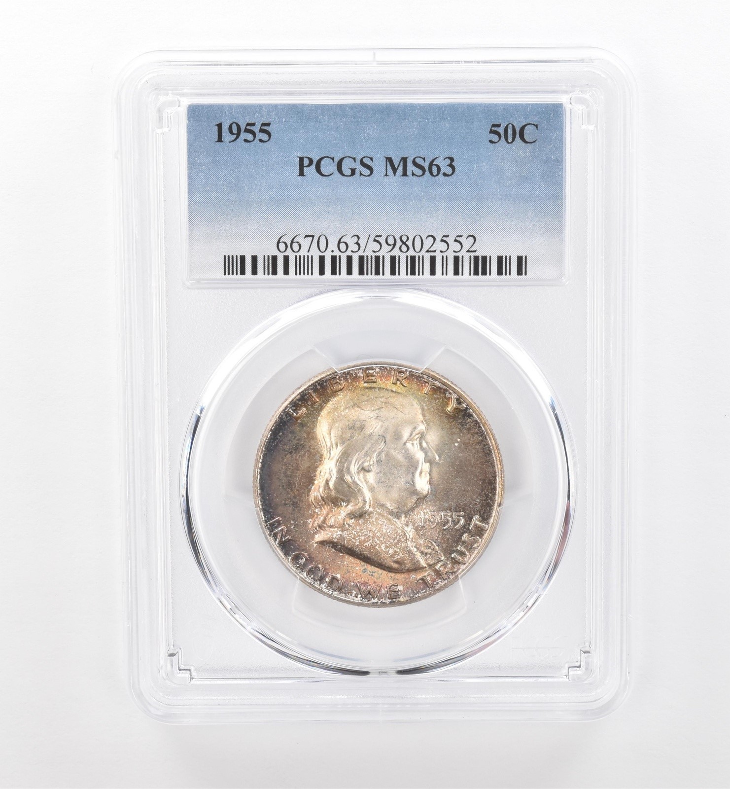 1955 Franklin Half Dollar MS63 PCGS Beautiful Tone *1849