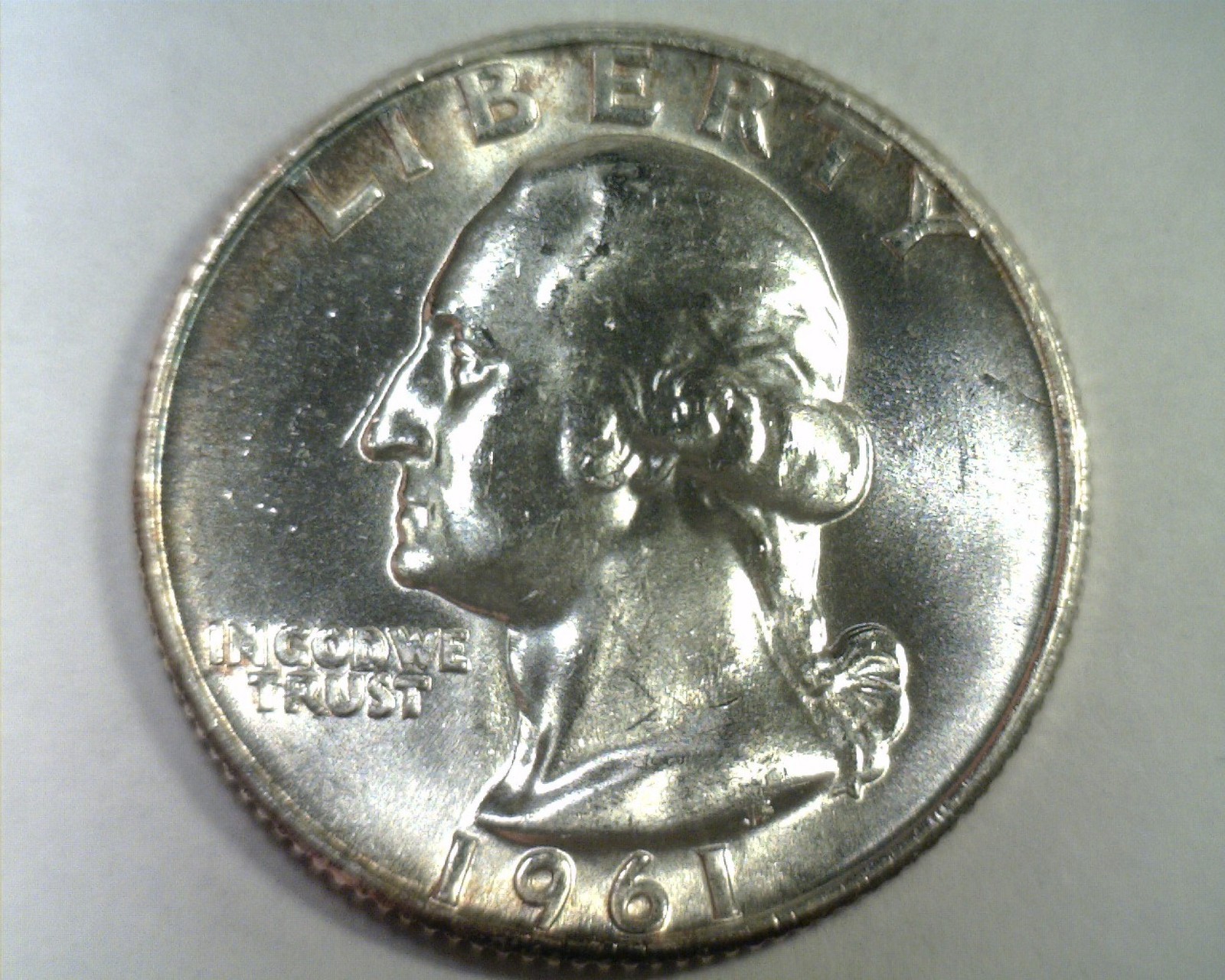 1961-D RIM TONING WASHINGTON QUARTER CHOICE UNCIRCULATED / GEM CH. UNC. / GEM