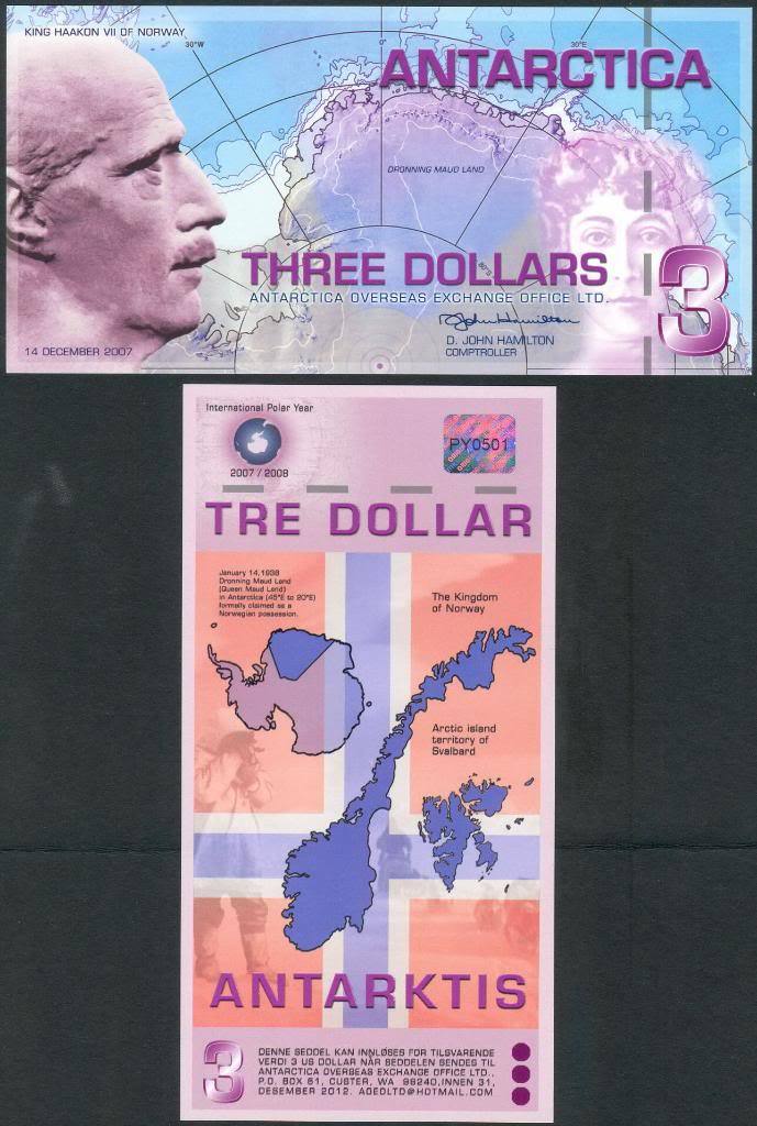 Antarctica 3 Dollars 2007 UNC**New Date - Polymer