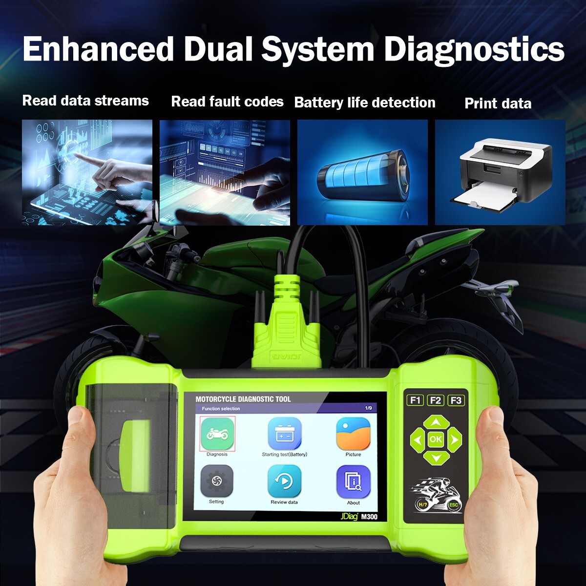 JDiag M300 full version Motorcycle Diagnostic OBD2 Scanner Moto Diagnose Tool