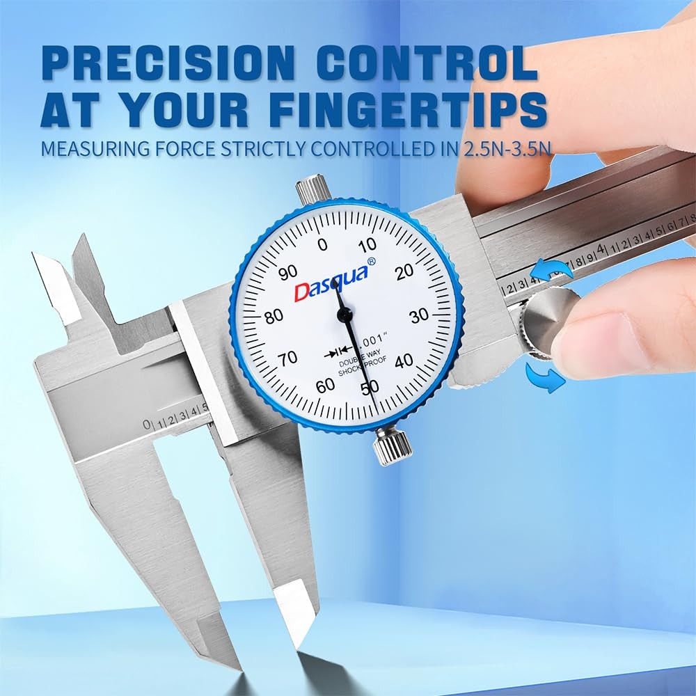 0-6 Dial Caliper Measuring Tool, Double Shock-Proof, Made of Solid Stainless Ste