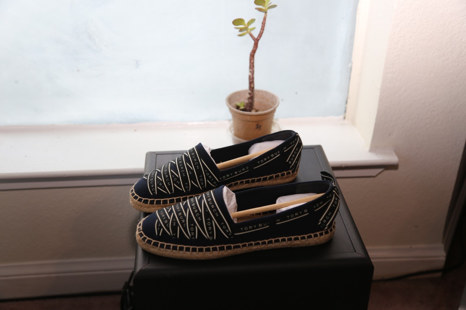Authentic Tory Burch Ribbon Espadrille Olona It Canvas 7 Perfect Navy