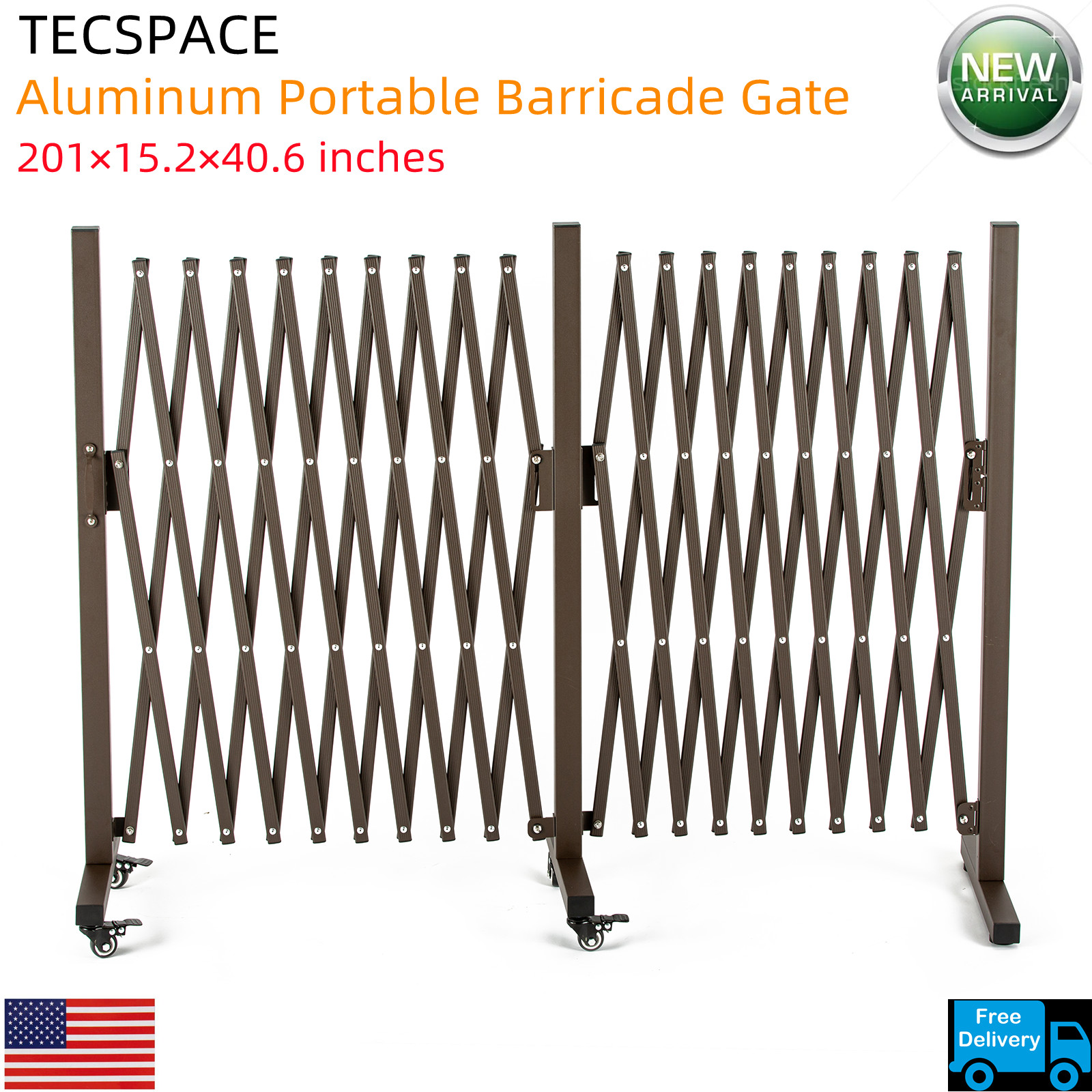 Lojok 201×15.2×40.6 inches Aluminum Portable Barricade Gate with Casters