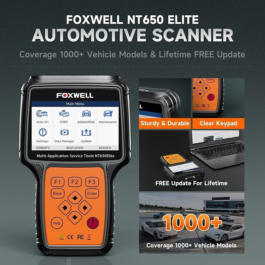 FOXWELL NT650 Elite Car OBD2 Scanner Code Reader ABS SRS Engine Diagnostic Tool