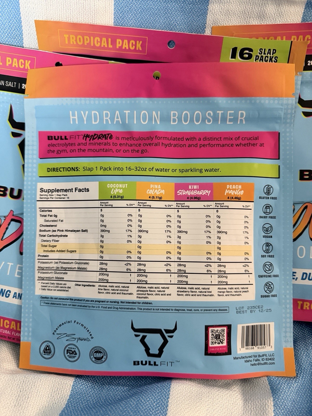 Lot Of 5 BullFit Hydrate Variety Pack. 16 Per Pack - (80 Total) Best By 12/25