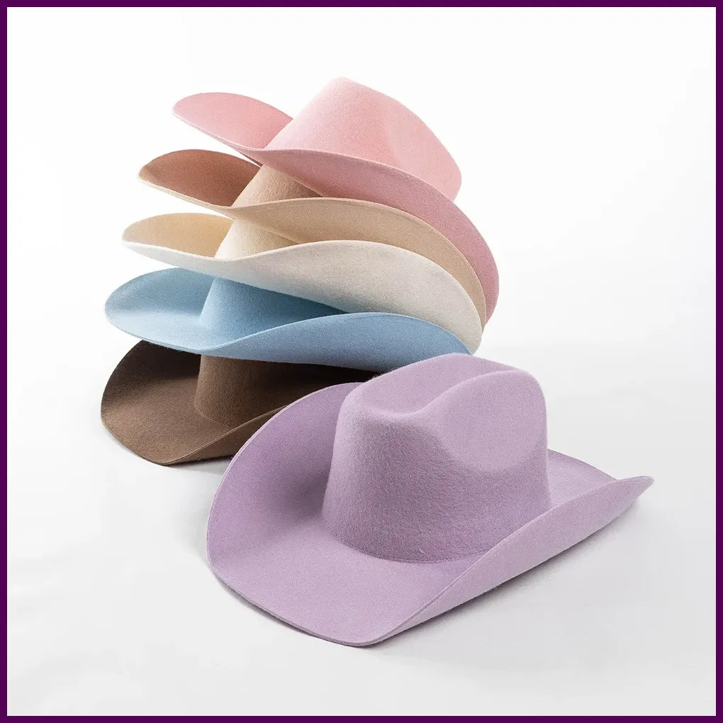 100% Wool Western Cowboy Hat Women Men Autumn Winter Casual Felt Cowgirl Hat