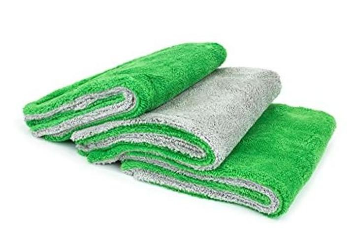 Royal Plush Double Pile Microfiber Detailing Towel - Pack of 3 (16 Green/Gray