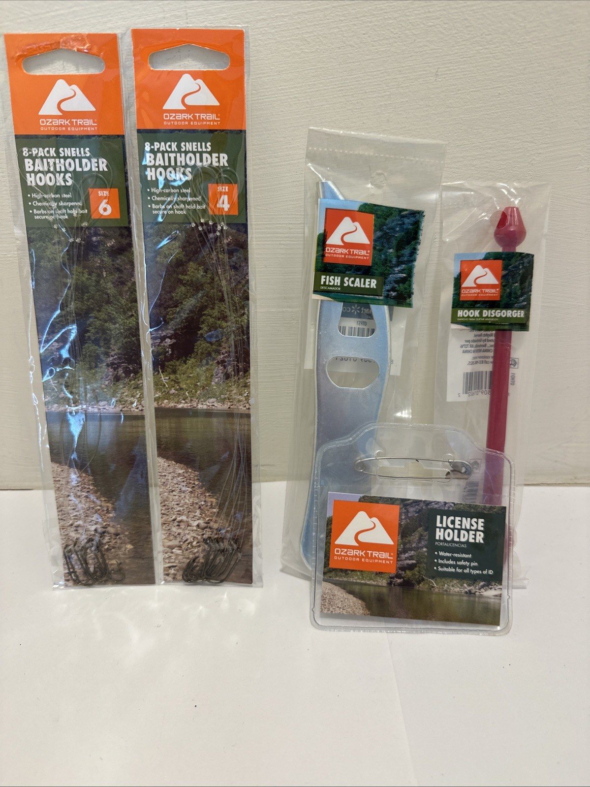 (5) Ozark Trail 2 8 Pack Bait Hooks Size 6/4 Fish Scaler Hook Disgorger Lot of 5