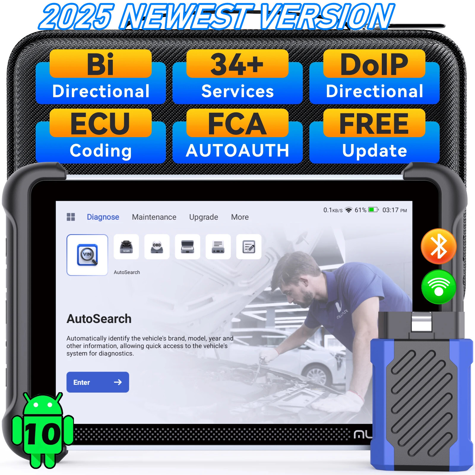2025 MUCAR 892BT OBD2 Scanner Diagnostic Tool E.CU Coding All System TPMS Scan