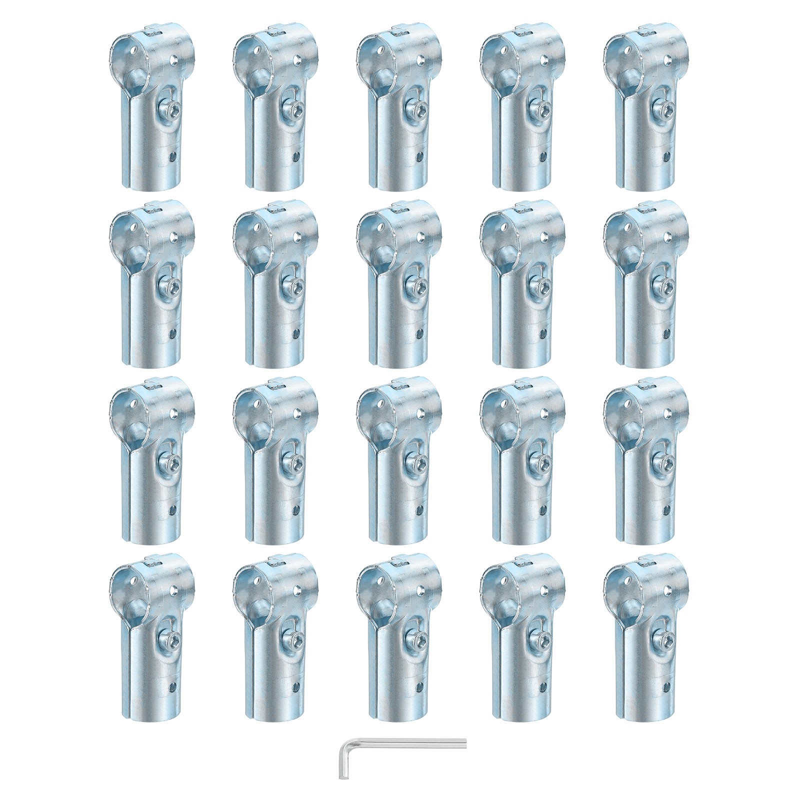 20Pcs Tee Pipe Clamp Connector, 2 Way End Rail Clamps Fit OD 1 Inch (25mm) Tube