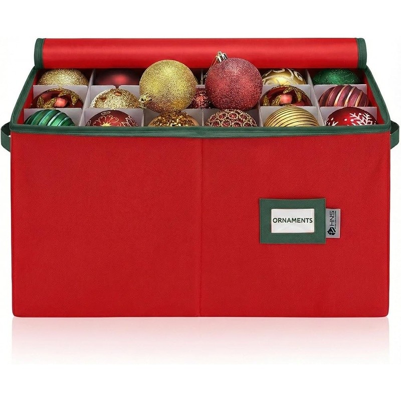 Ornament Storage Box W/ Customizable Dividers Durable Design Easy Organization