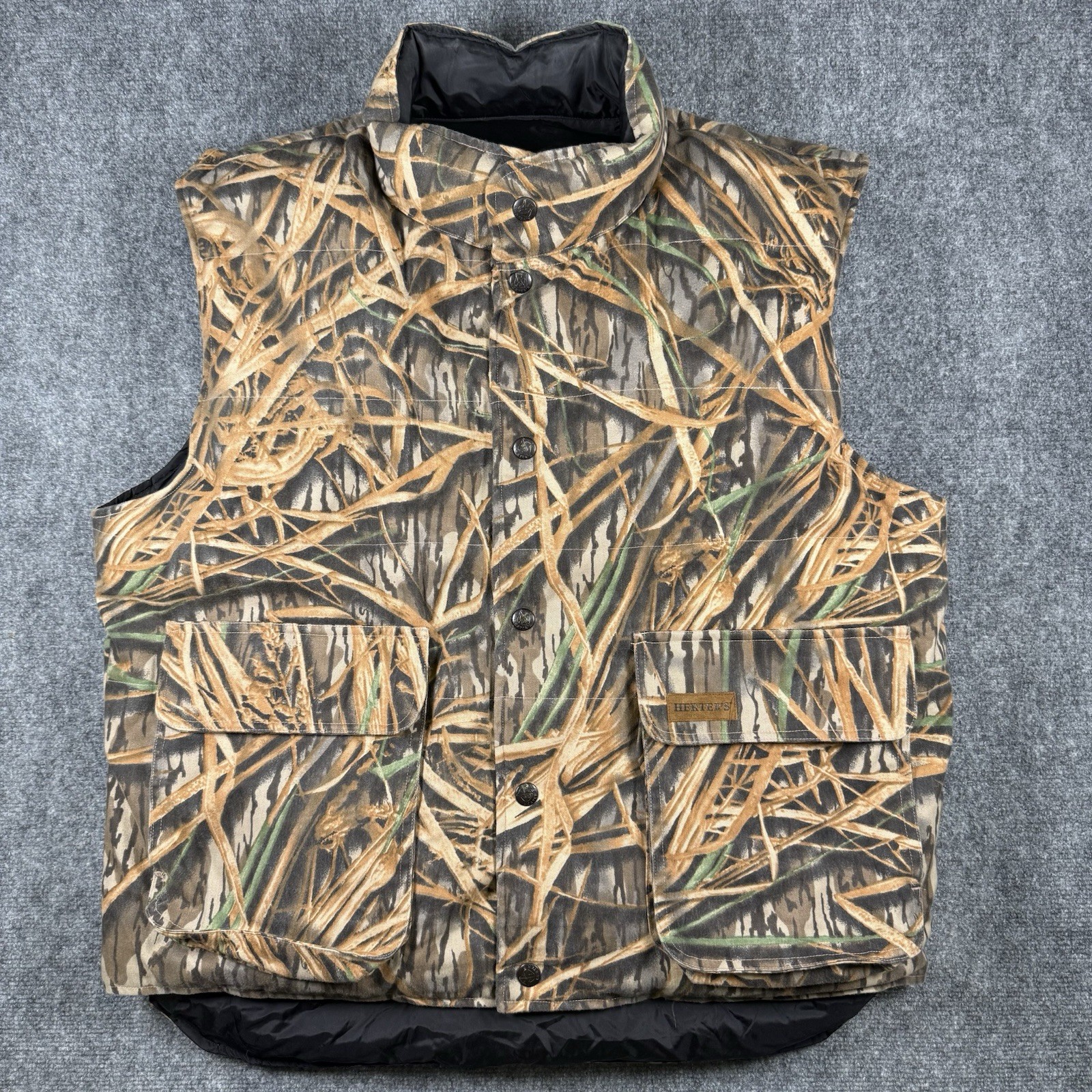 Herter’s Camo Down Puffer Vest Mens L Hunting Duck Camo Insulated