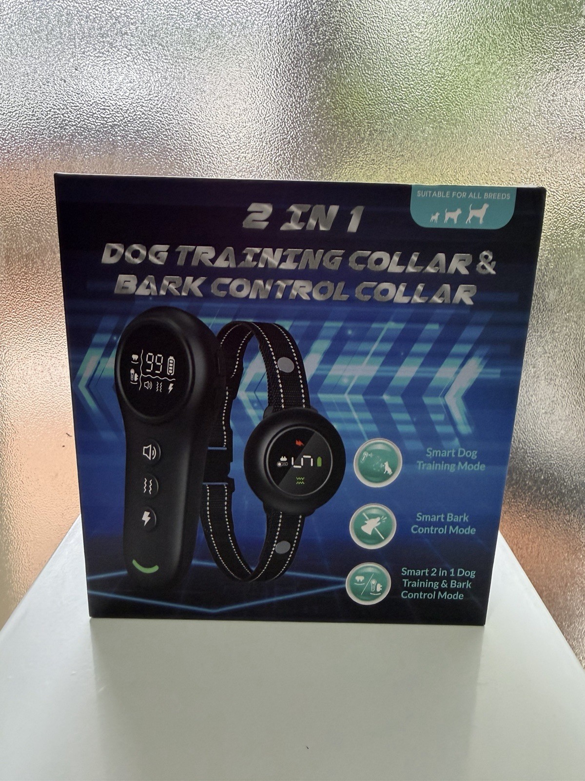 2-in-1 Dog Training & Bark Control Collar, Remote Rechargeable Vibration Shock