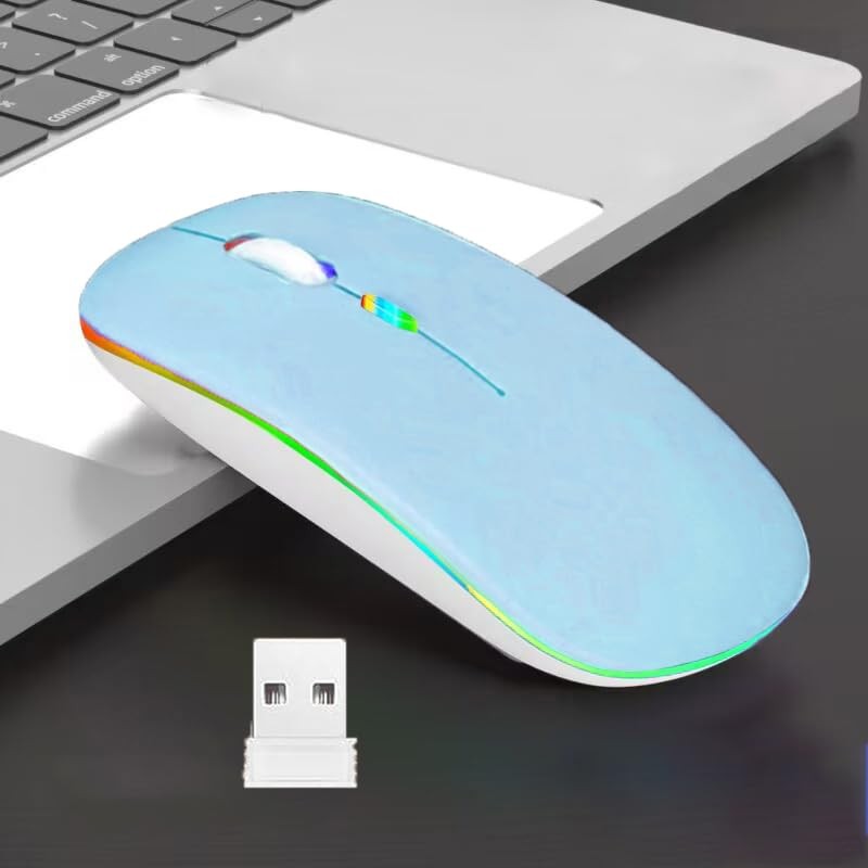 Wireless Bluetooth Mouse,LED Dual Mode Rechargeable Silent Slim Laptop Mouse,...