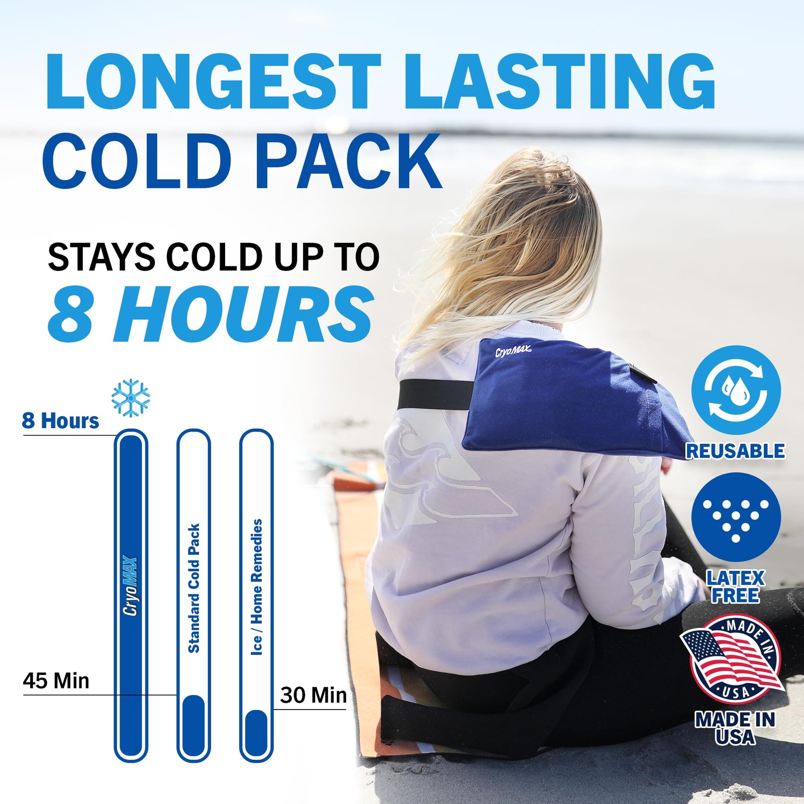 Cold Pack, 8 Hour Reusable Cold Therapy Ice Pack for Elbows, Knees, Neck + Mo...