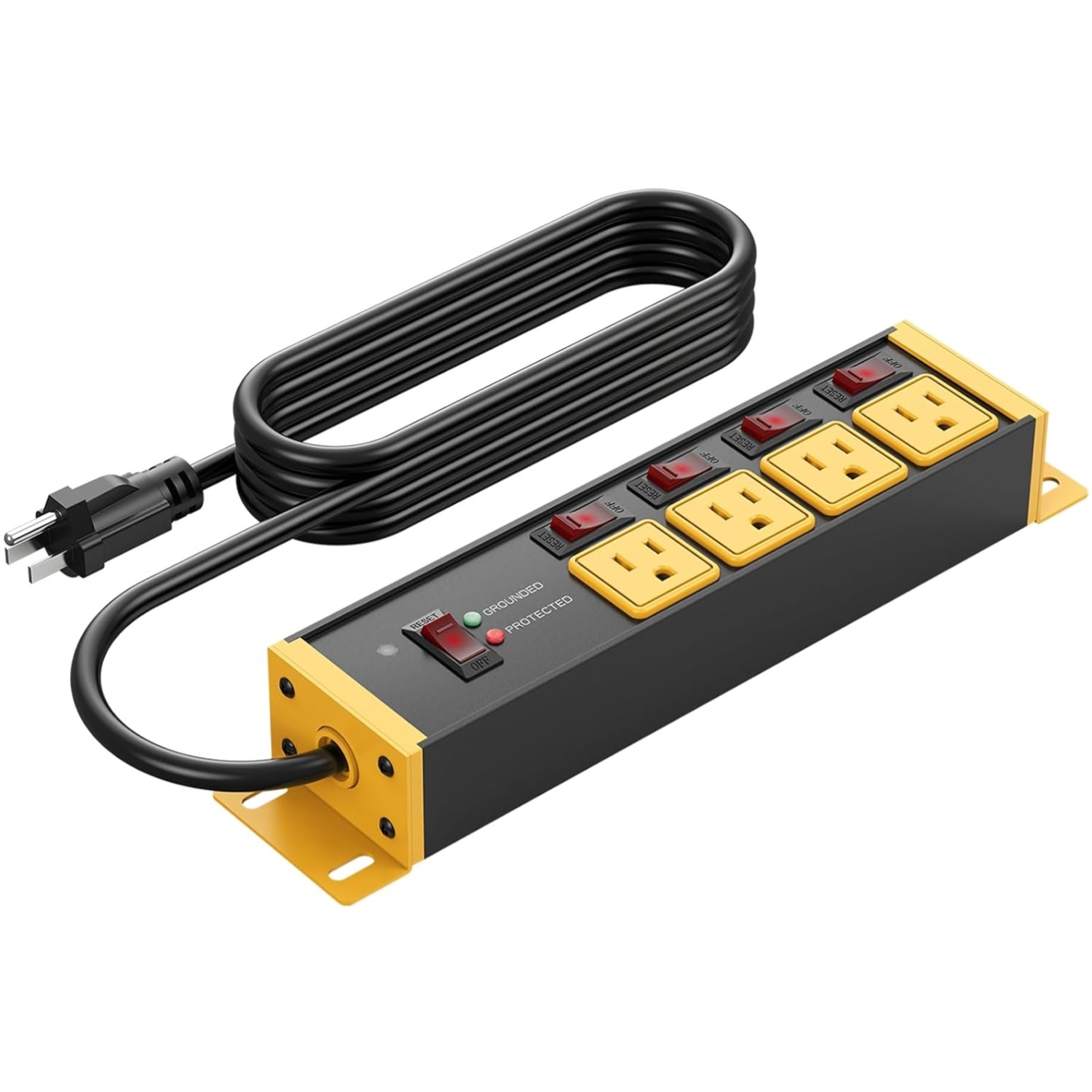 Heavy Duty 12-Gauge Surge Protector - 20A with 4 Outlets & Individual Switches