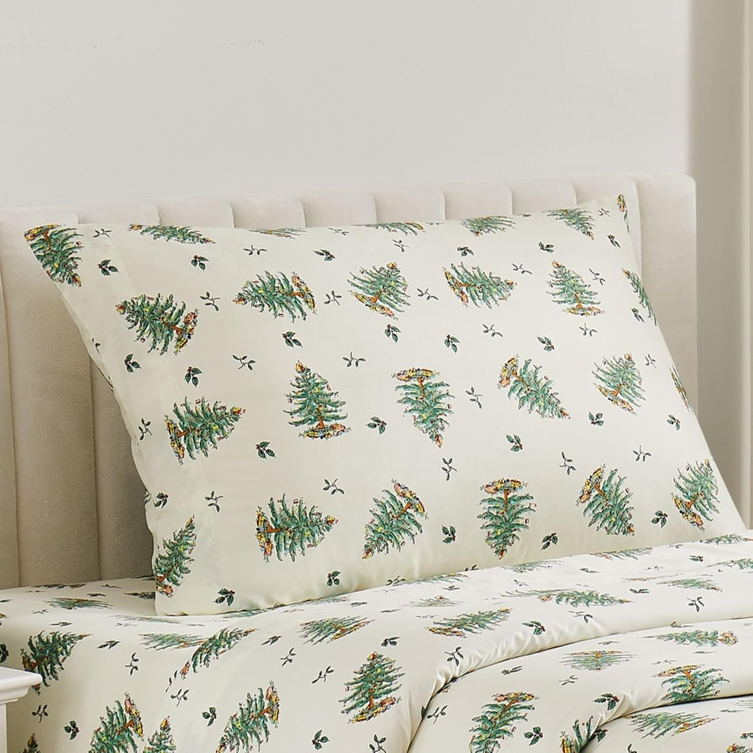 Cozy King Sheet Set with Matching Pillowcases - Christmas Tree Ivory Decor