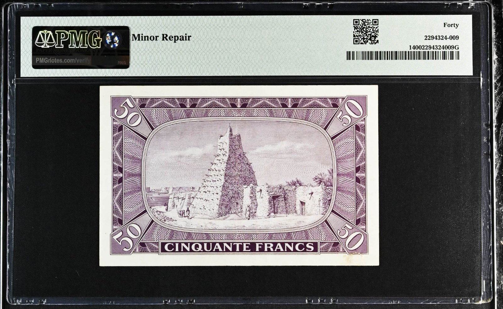 i-011014 Mali 50 Francs 1960. PMG 40. Minor Repair
