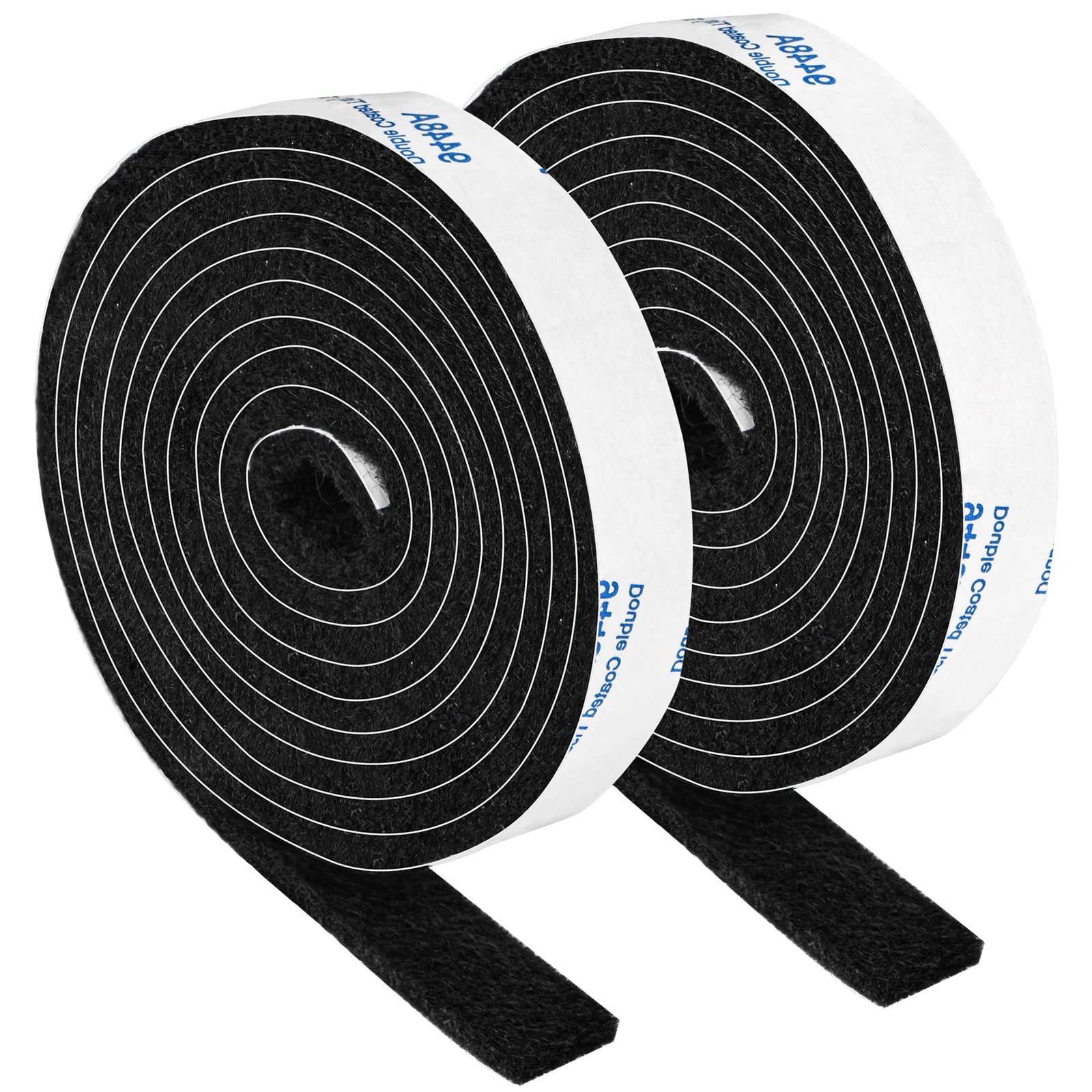 Felt Strips with Adhesive Backing, Tape 2 Rolls 1/2x60 inch, Black