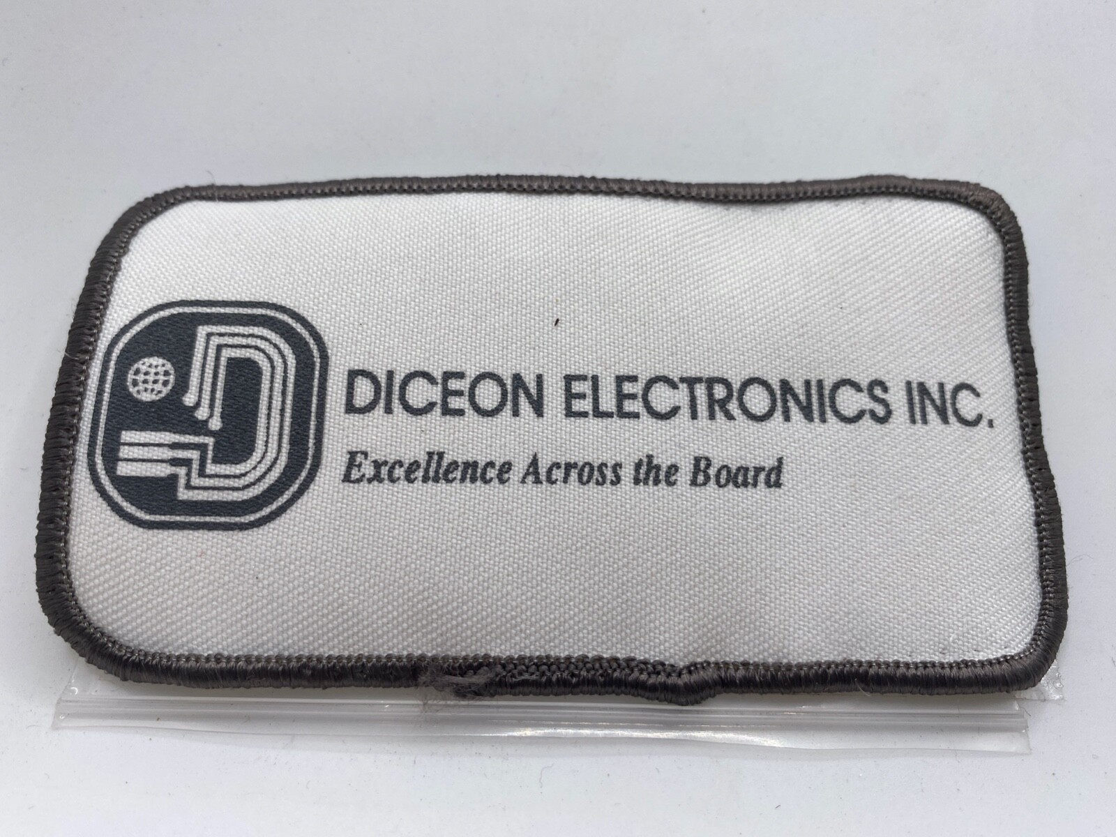 DICEON ELECTRONICS INC.  VINTAGE USED SILK SCREEN  SEW ON NAME PATCH TAG