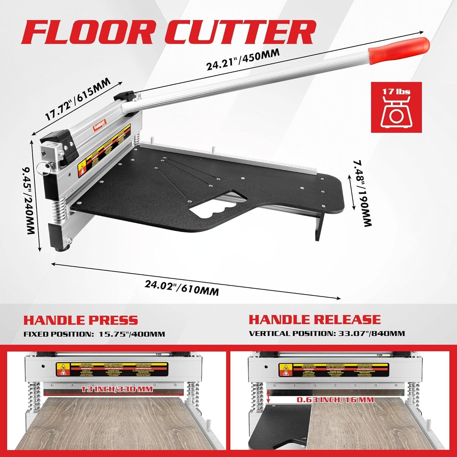 13"Pro Laminate Floor Cutter Rigid Core Vinyl Plank Cutter Flooring Tools NEW