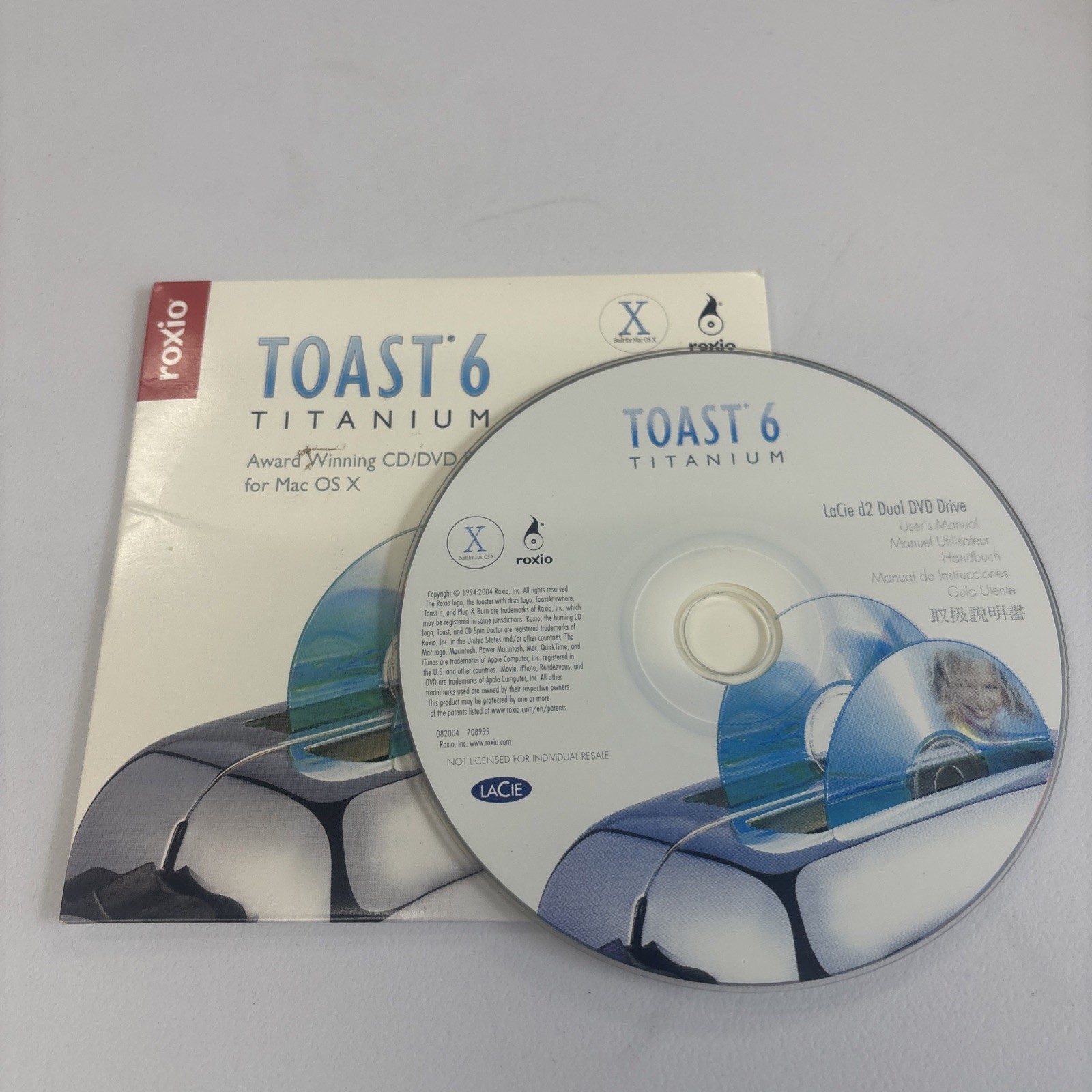 Roxio Toast Titanium 6 Original CD with Original Sleeve for Macintosh Computers