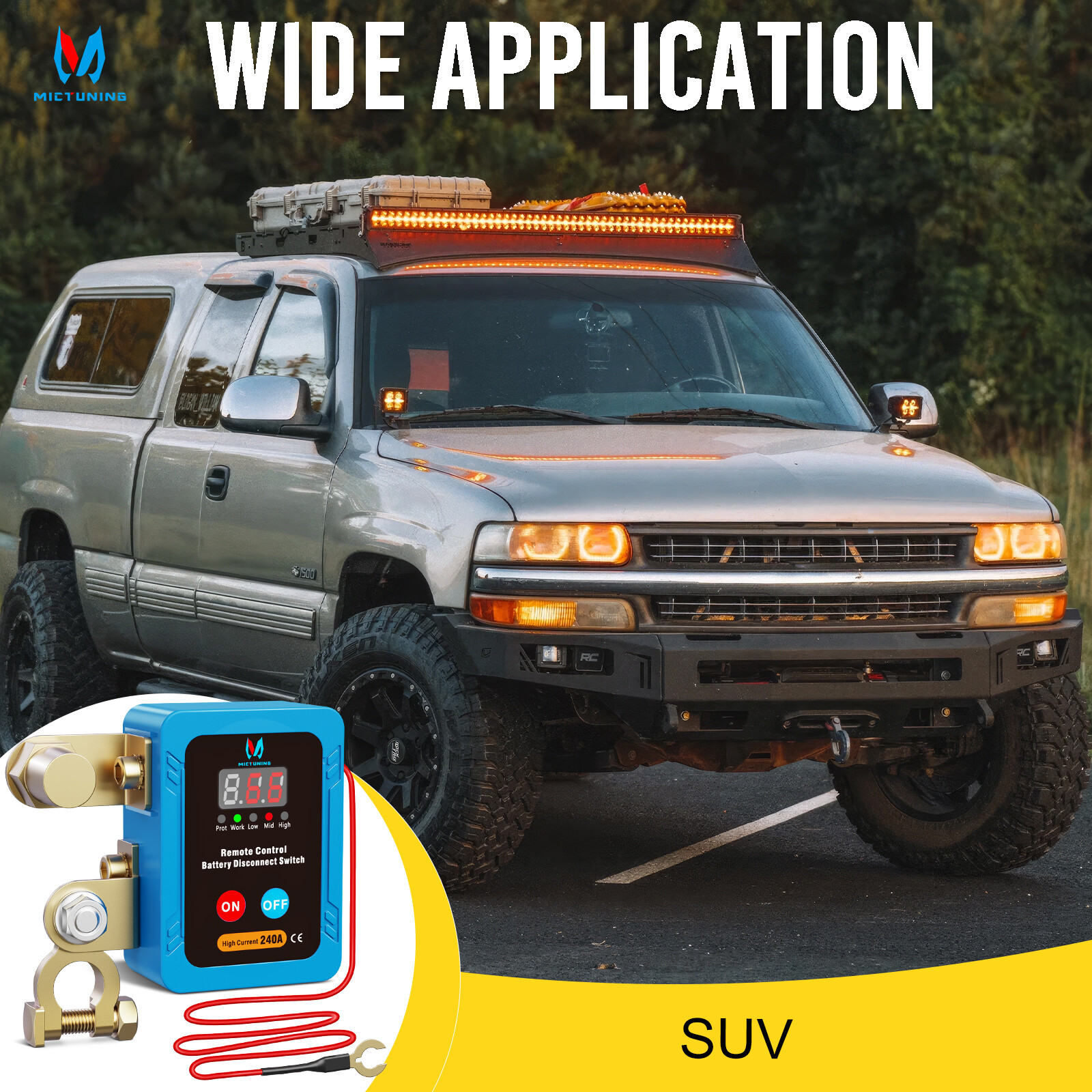 UTV/RV/Boat Remote Battery Disconnect Switch 240A Kill Switch with LED Voltmeter