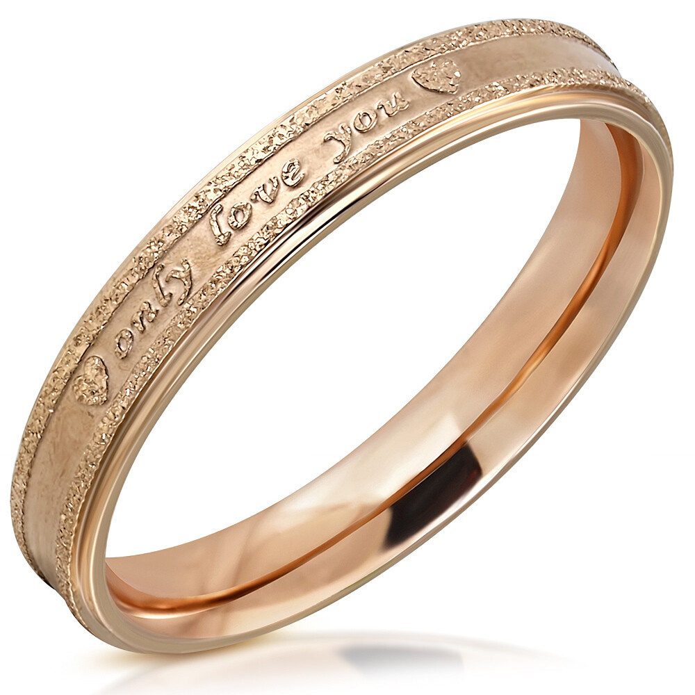 Ring Engagement Steel Woman Pink Engraving Only Love You Heart RRR407