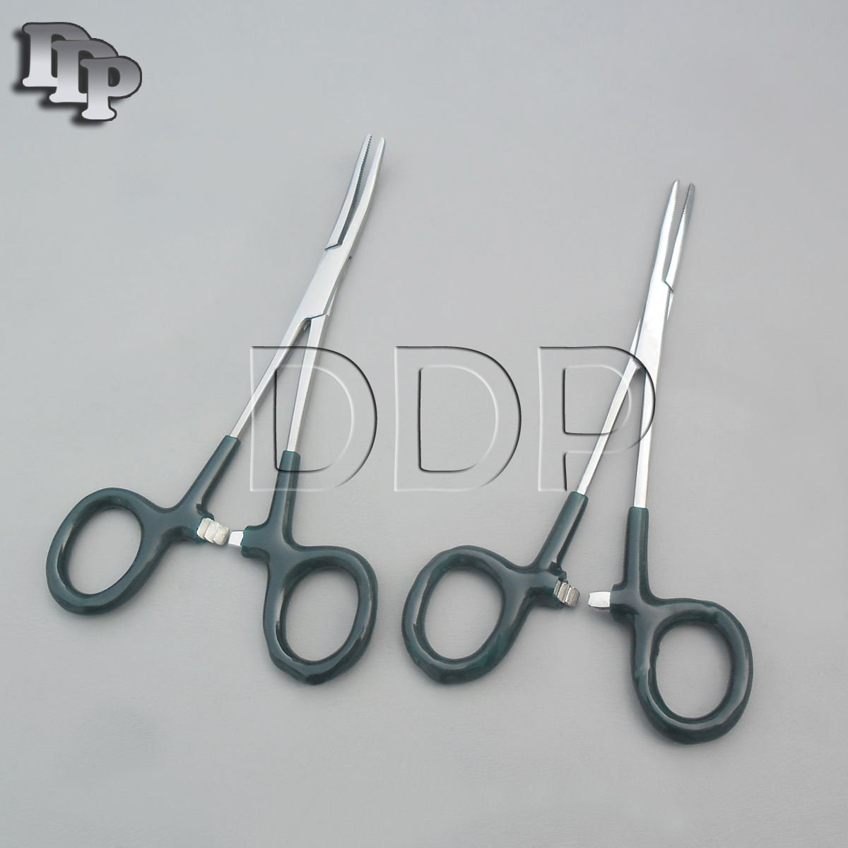 Hemostats Kelly Forceps Surgical Green Dep Handle 5.50" Straight + Curved