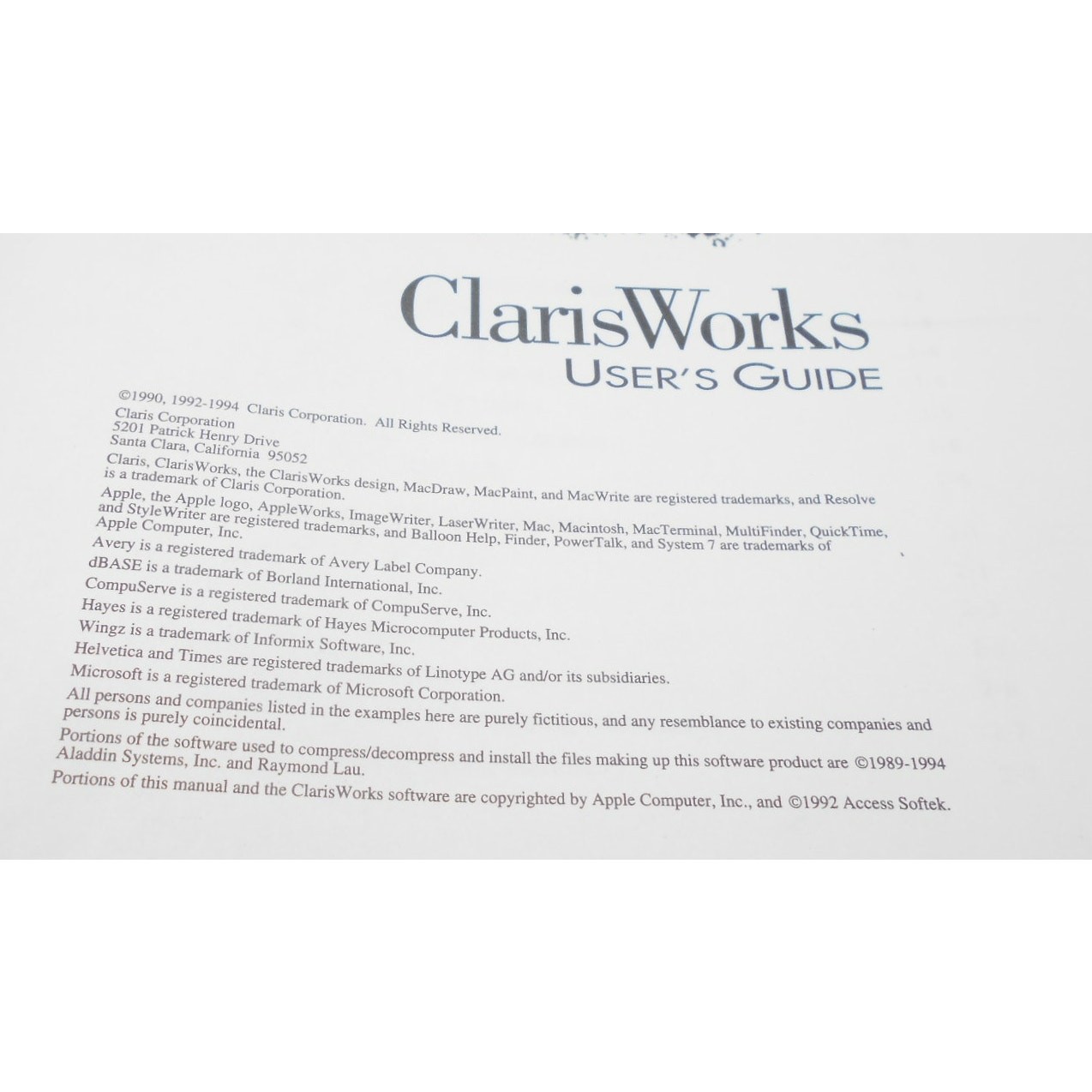 Vintage ClarisWorks User's Guide 1994 Integrated Software for Macintosh