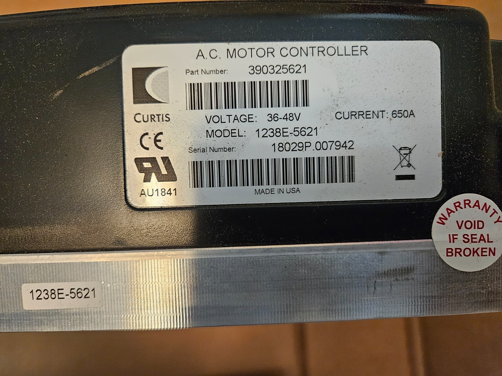 CURTIS MOTOR CONTROLLER 1238E-5621 / TAYLOR-DUNN 62-400-65 36-48V