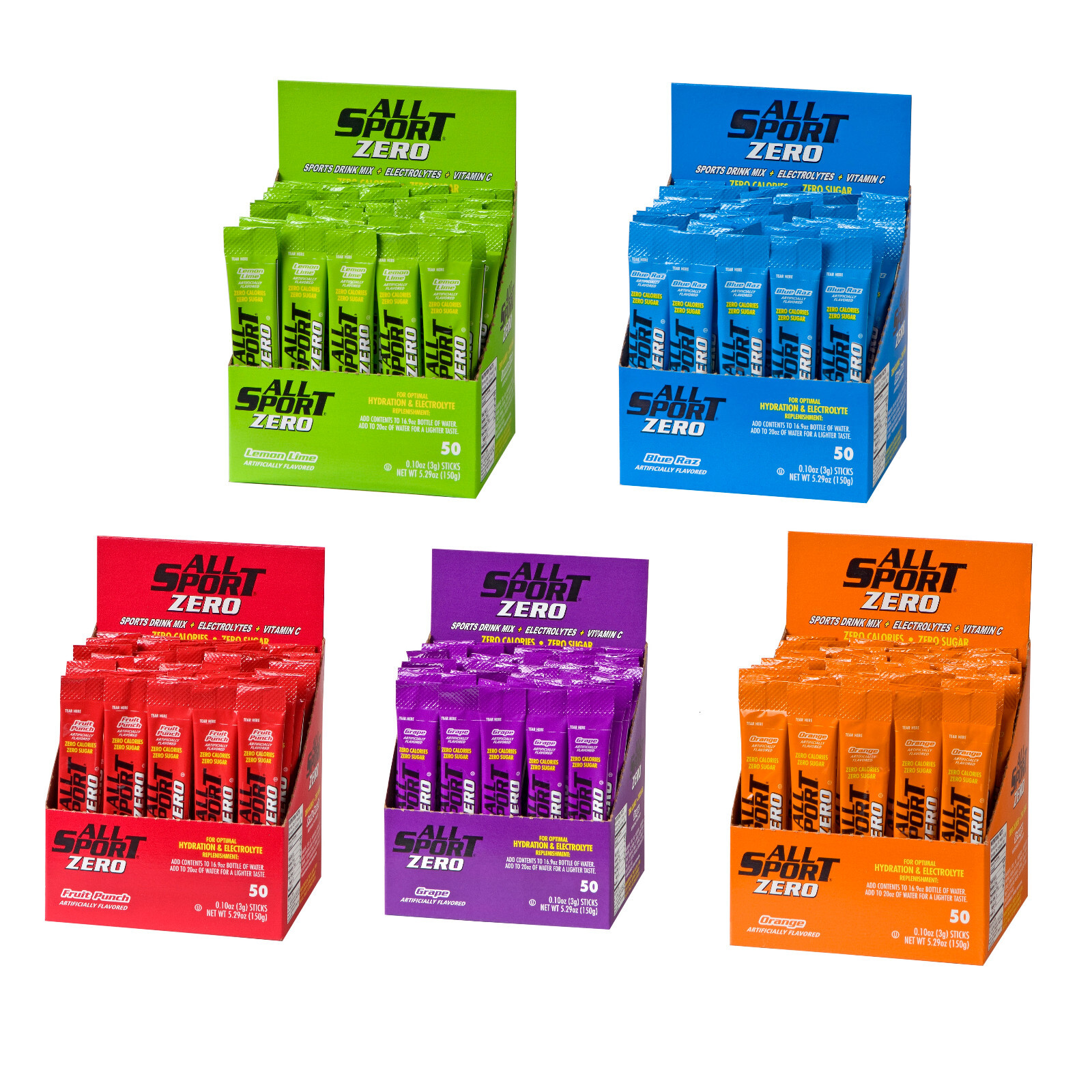 All Sport - Case of Hydration Powder Sticks for Water Bottles - (500 Sticks)